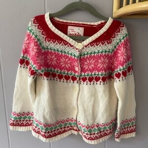 OshKosh B'gosh Girl's Red and Pink Fair Isle Cardigan